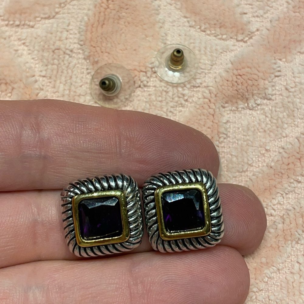 Brighton Purple Gem Stud Earrings